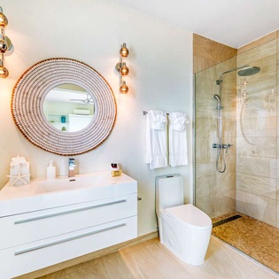 Bathroom at PIE AMA, Hillside/Baie Rouge, St. Martin