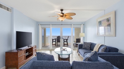 Sandy Key 637 Living Room and Beach View Balcony