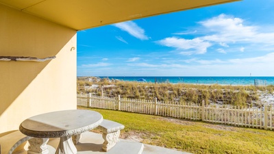 Ocean Breeze West Unit 105 Patio and Great View Of Beach