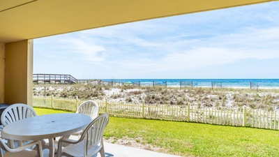 Ocean Breeze West Unit 104 Patio and Great View Of Beach