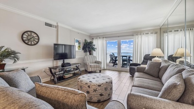Sandy Key 515 Living Room and Beach View Balcony