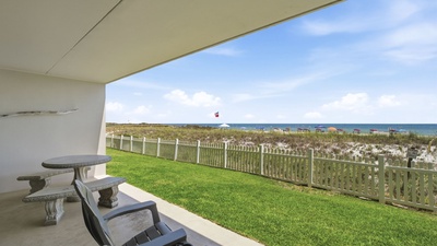 Ocean Breeze West Unit 105 Patio and Great View Of Beach