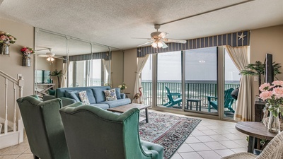 Perdido Towers 507 Living Room and Beach View Balcony