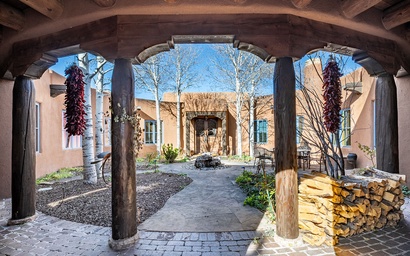 Santa Fe Hacienda Style Estate | Courtyard and Fireplaces 2