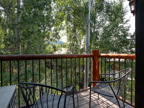 Unwind on your private deck surrounded by peaceful aspen groves and mountain views—a perfect retreat for morning coffee or evening reflection in nature.