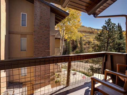 Step onto your private balcony and breathe in the mountain air while golden aspens and evergreen hillsides frame your peaceful retreat.