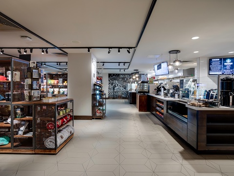 The property features an on-site café and retail shop offering snacks, beverages, and curated local goods for your convenience during your stay.