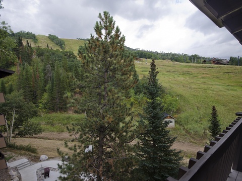 Expansive mountain and ski slope views from the property showcase rolling hills, evergreen forests, and open meadows. Located in a tranquil natural area near ski lifts and alpine amenities.