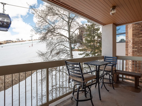 The property is located in a ski area with convenient gondola access nearby, offering easy access to winter recreation and mountain activities.