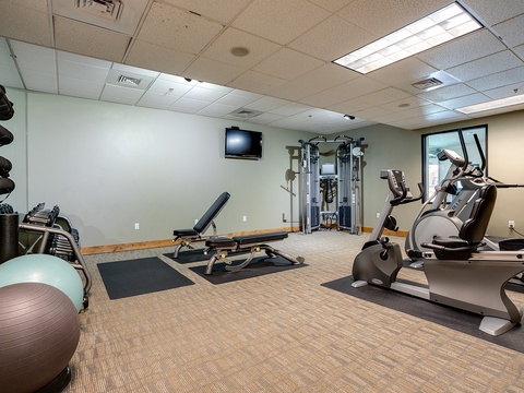 Stay active in your well-equipped fitness center, featuring cardio machines, strength training equipment, yoga mats, and stability balls—everything you need for a refreshing workout during your stay.