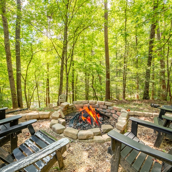 The Mountain Dacha's crackling firepit