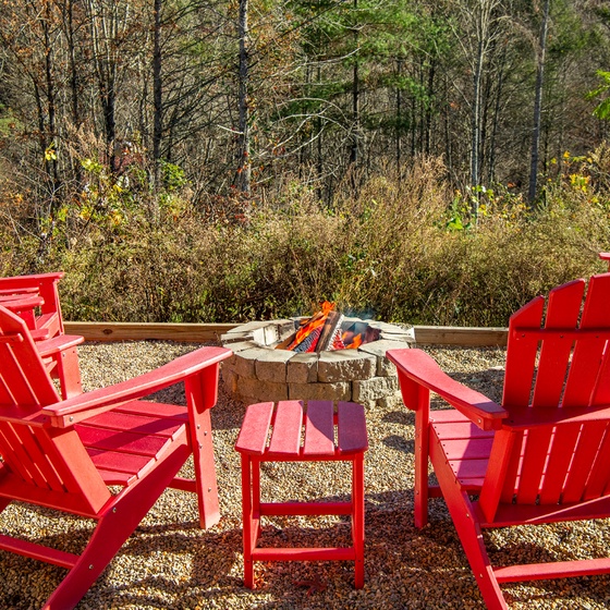 One of Cabin In The Mountains' crackling firepits