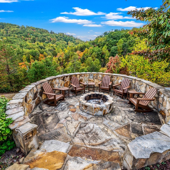Mountain Wonderland's crackling firepit