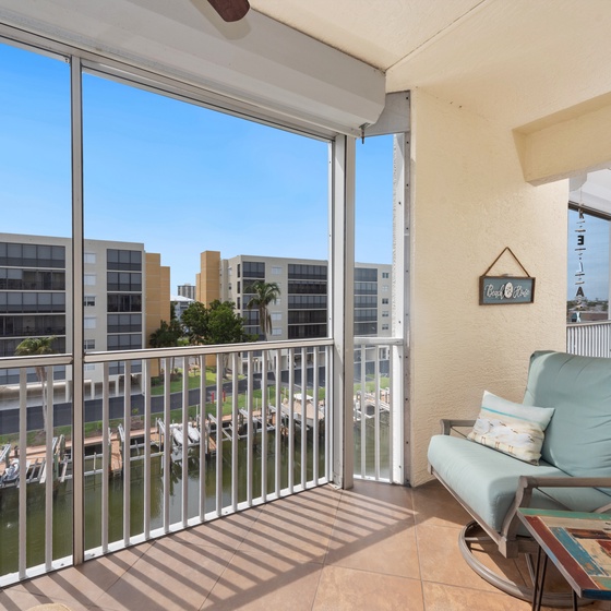 Screened Lanai overlooking canal