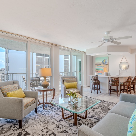 Welcome to Gullwing #803- Living Room with sliders that go out to Balcony