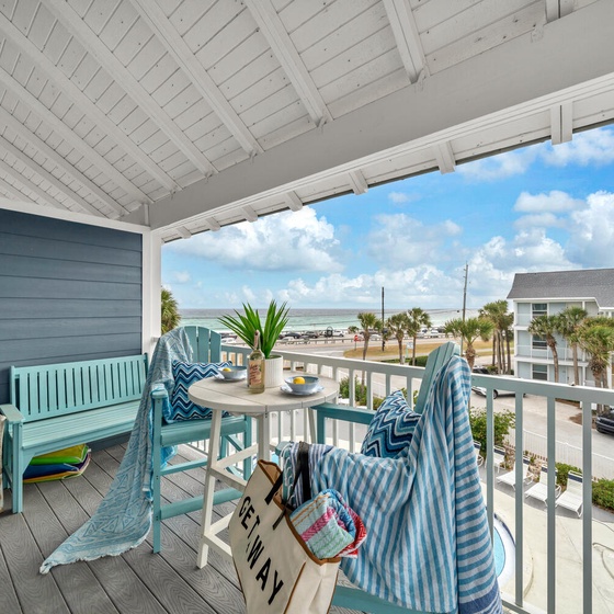 Sip morning coffee on your private balcony while Gulf breezes carry the sound of waves and seabirds to this coastal retreat.