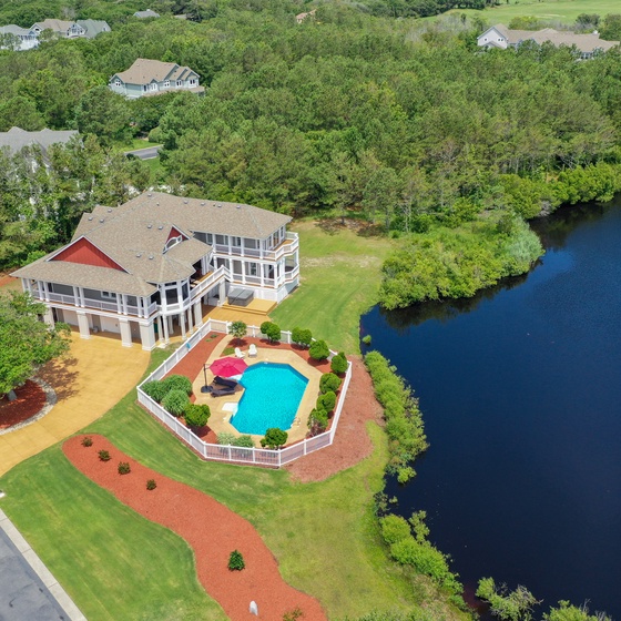 CC124: Corolla Beach House l Aerial View