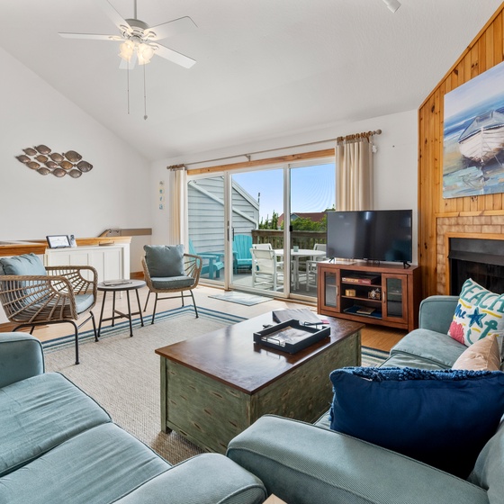 ACA: SeaFinn | Top Level Living Area - Fireplace Not Available For Guest Use