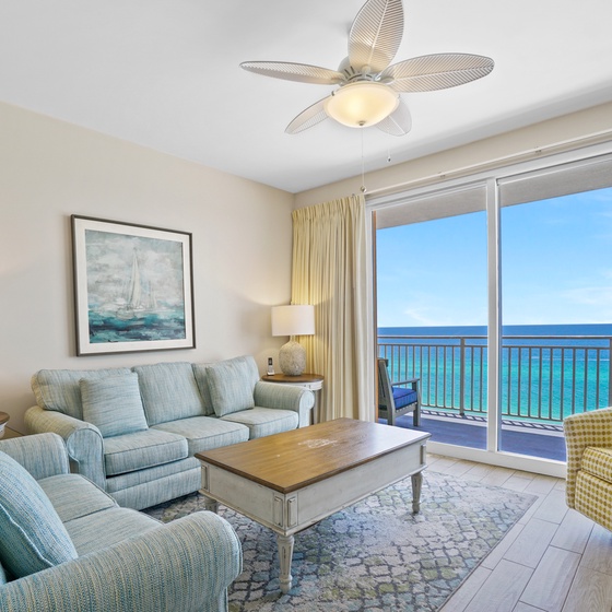Relax in your bright living room where ocean breezes flow through. Step onto your private balcony for stunning sea views.