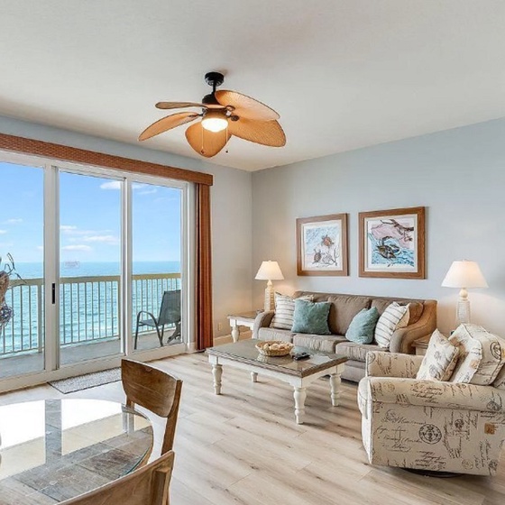 Relax in your bright living room with stunning ocean views and coastal breezes from your private balcony.