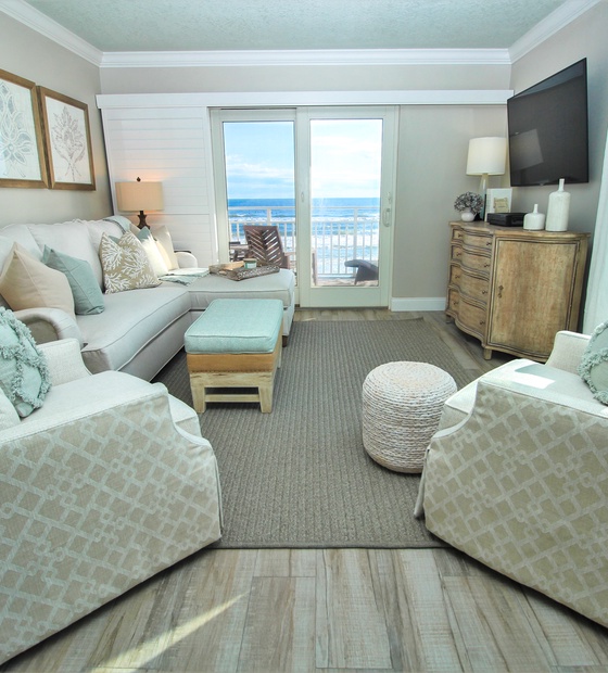 Chic oceanfront living room