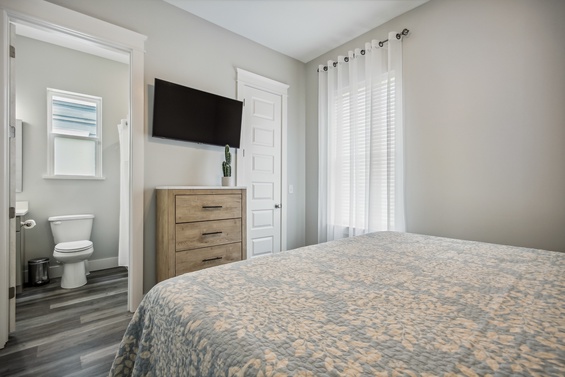 king bedroom has private bath