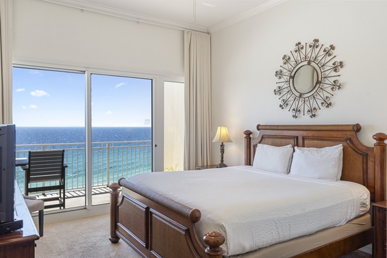 Luxurious master suite with beach views