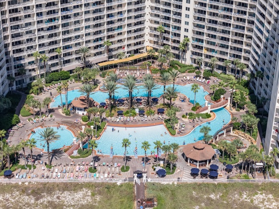 Aerial Resort Pool and Beach Views