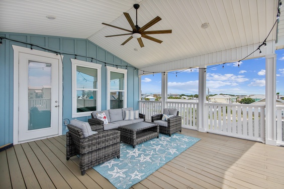 private, large furnished porch with awesome views!