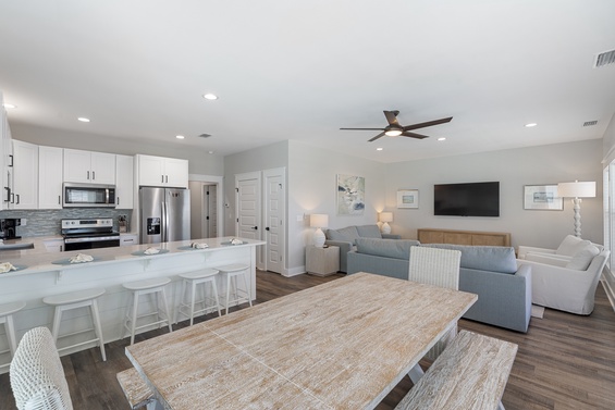 Open concept living and dining