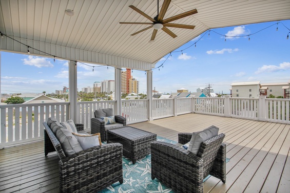 private, large furnished porch with awesome views!