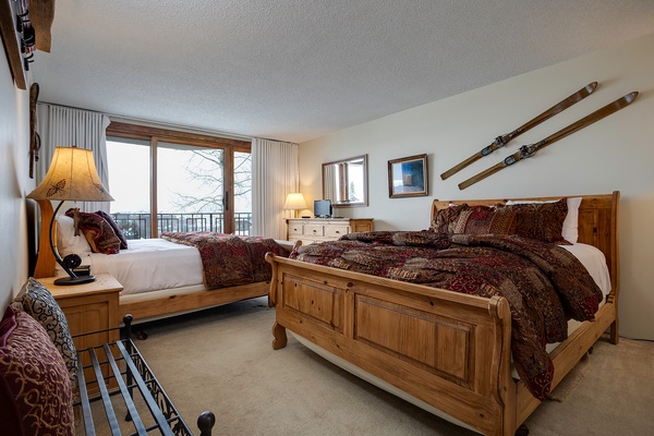 Unwind in your cozy alpine retreat with rustic charm, plush bedding, and ski décor—your perfect home base after mountain adventures.