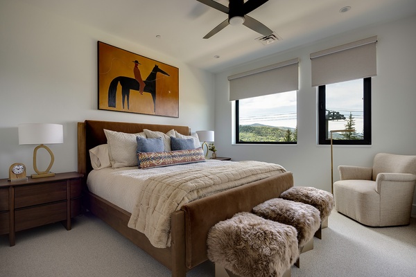 Sink into plush bedding and unwind in your private retreat, where textured layers and a calming palette create the perfect haven for restful nights.