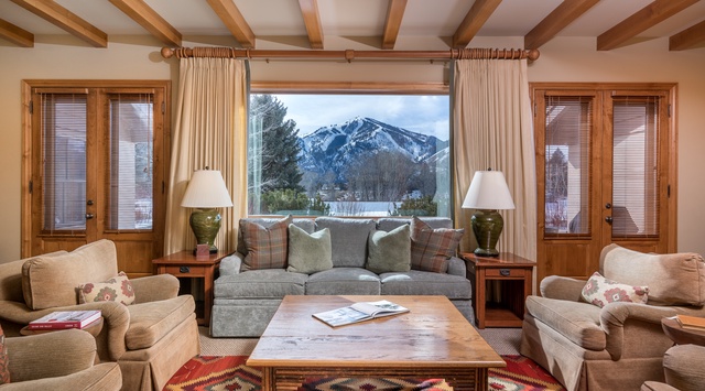 Sink into plush seating while admiring spectacular mountain views through your picture window.