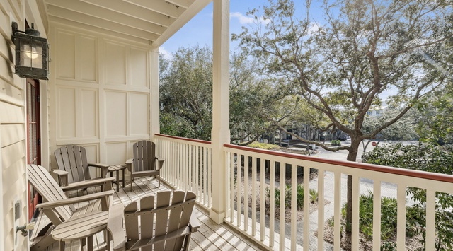Your private balcony retreat features comfortable Adirondack chairs where you can unwind with morning coffee or evening relaxation.