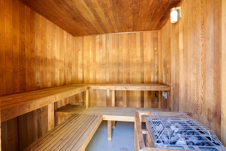 Unwind in your private sauna, where warm wood envelops you in comfort and the soothing heat melts away stress after a day of exploring.