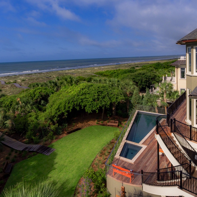 Aerial View of Pool Deck and Yard