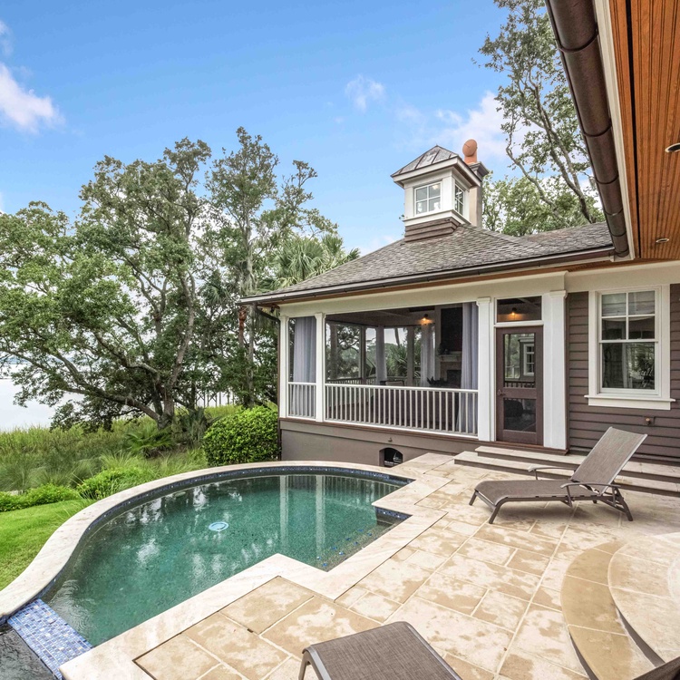 Private pool and spa overlooking Kiawah River