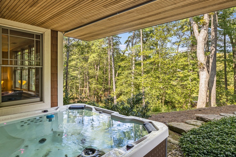 Enjoy A Soak in the Covered Hot Tub