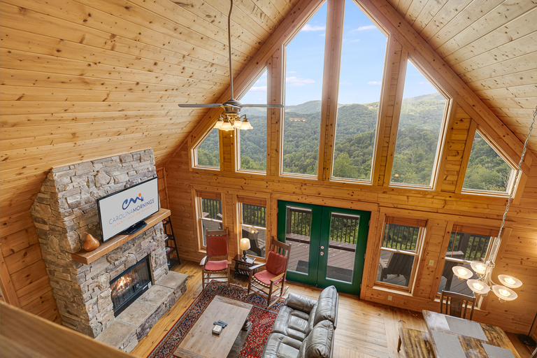 Living Area w/ Gas Fireplace & Year-Round Mountain Views