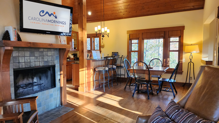 Open Floorplan w/ Wood Fireplace & TV