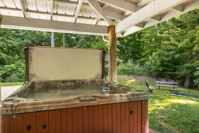 Relax In the Covered Hot Tub