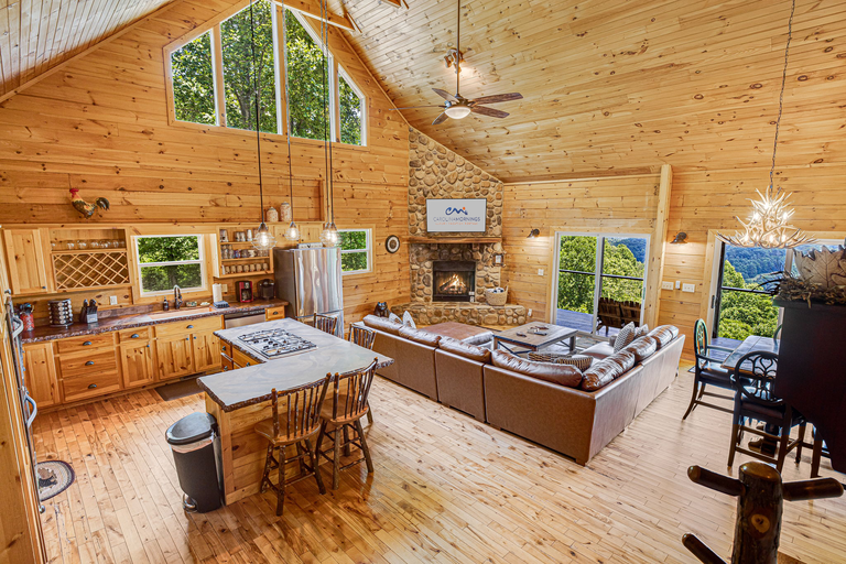 Open Floorplan w/ Vaulted Ceiling and Mountain Views