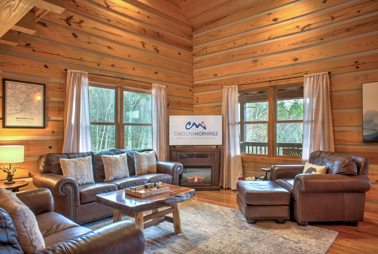 Authentic Mountain Decor, Electric Fireplace, & Smart TV