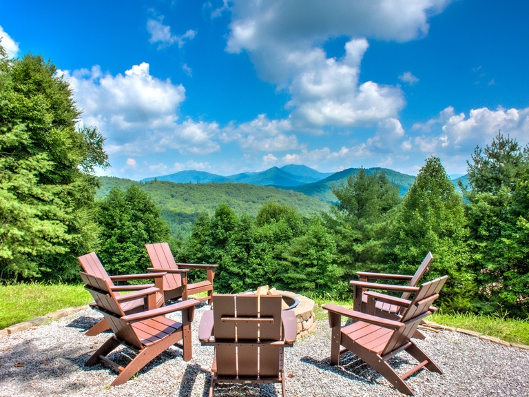 Relax Around the Fire Pit and Enjoy the Beautiful Mountain Views