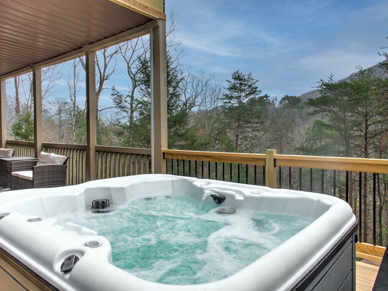 Soak Your Troubles Away With Mountain Views in This Hot Tub