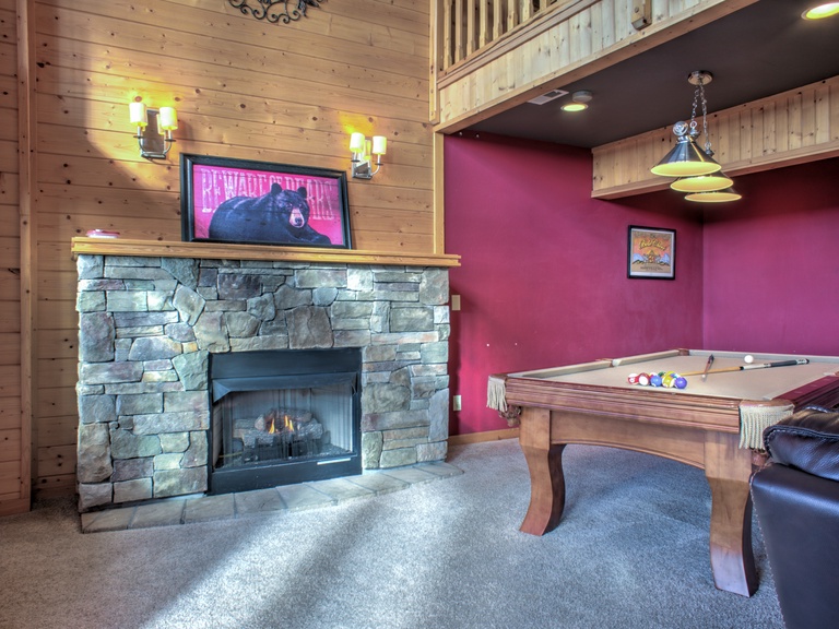 Play Pool by the Gas Fireplace