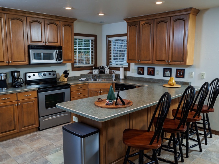 Fully stocked kitchen includes plenty of counter space