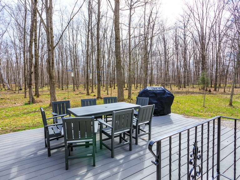 Back deck- Patio table with 8 chairs Propane grill