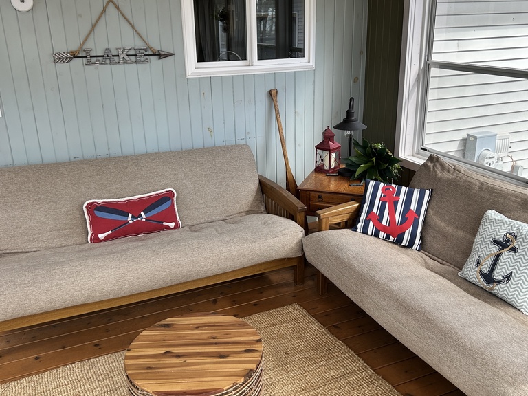 Comfortable couch in the four season room